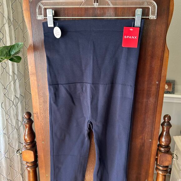 Spanx NWT medium Shaping Navy Blue High Rise Ankle Leggings Women - Picture 2 of 7